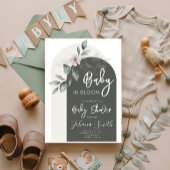 Grijze Bloemenboog Baby in Bloom Baby shower Kaart