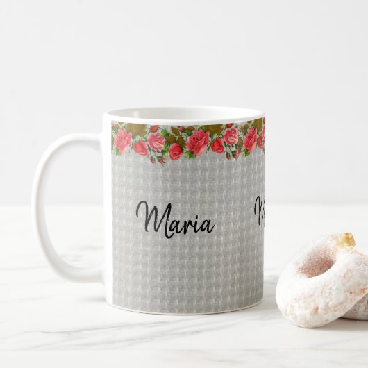Grijze Bloemenmok Koffiemok (Met donut)