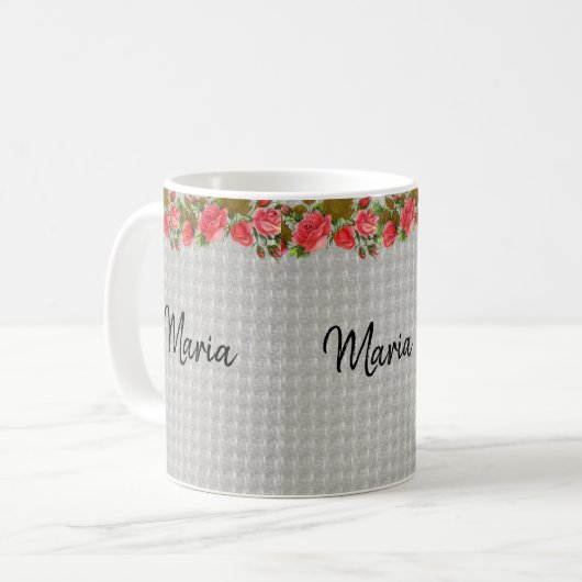 Grijze Bloemenmok Koffiemok (Voorkant links)