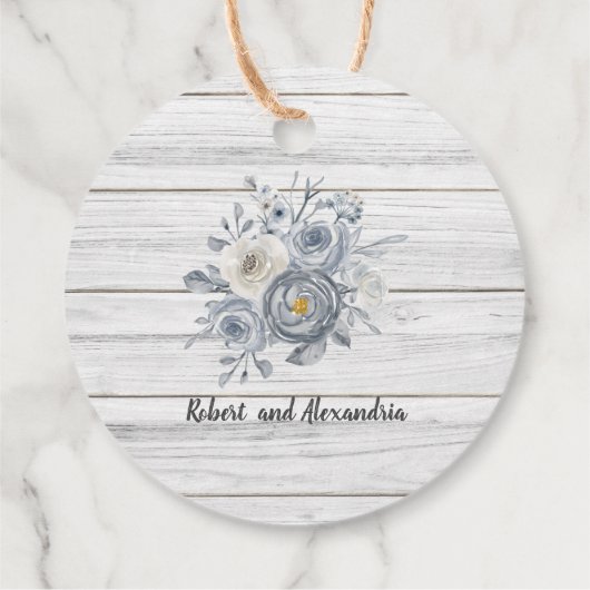 Grijze bloemige Bedankt dat je bij onze bruiloft b Bedankjes Labels (Achterkant)