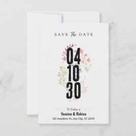 Grijze bloemige Bewaar de Datum A4-document Save The Date