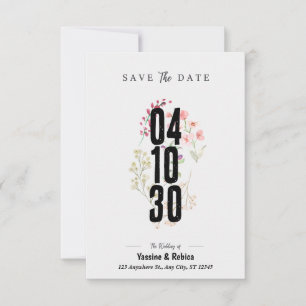 Grijze bloemige Bewaar de Datum A4-document Save The Date