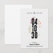 Grijze bloemige Bewaar de Datum A4-document Save The Date (Voorkant / Achterkant)