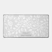 Grijze bloemige krullen sjabloon Elegant Klasseus Bureaumat (Voorkant)