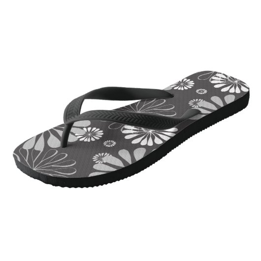 Grijze bloemige teenslippers (Schuin)