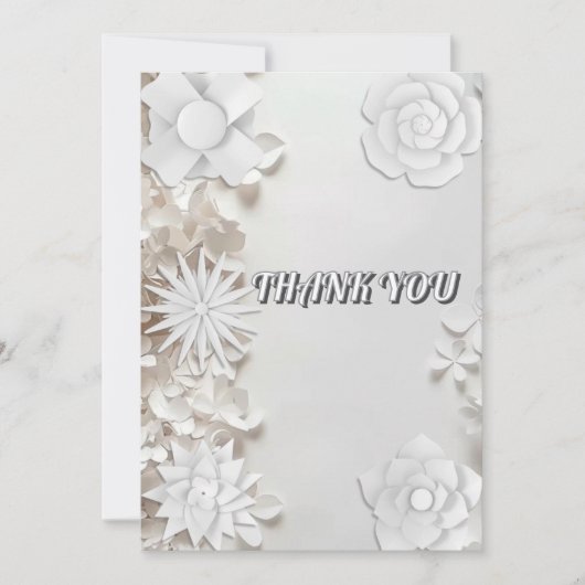 Grijze bloemige textuur in reliëf Bedankt bruiloft Kaart (Voorkant)