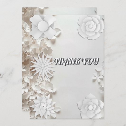 Grijze bloemige textuur in reliëf Bedankt bruiloft Kaart (Voorkant / Achterkant)