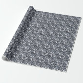 Grijze bloemige waterverf cadeaupapier (Uitgerold)