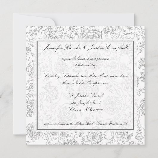 Grijze bloemkool bruiloft kaart (Voorkant)