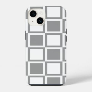 Grijze bloemkwadraten iPhone 14 hoesje