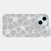 Grijze bloemmonogram Case-Mate iPhone case (Achterkant (horizontaal))