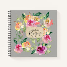 grijze bloemrecept koekje Spiral notebook