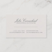 Grijze Bloemschets Elegant Visitekaartje (Achterkant)