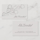 Grijze Bloemschets Elegant Visitekaartje (Voorkant / Achterkant)