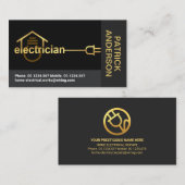 Grijze Blokken Goud Elektrische Bedrading Visitekaartje (Voorkant / Achterkant)
