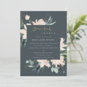GRIJZE BLOZEND BLOEMENFRAME WATERVERF BRUIDSSLUIER KAART (Staand voorkant)