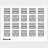 Grijze Blush Bloemhart Trouw Bruiloft Vierkante Sticker (Vel)