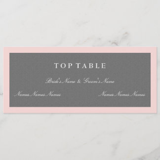 Grijze & Blush Roze Bovenste Tafel Plan Card Kaart