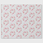 Grijze Blush Roze Roos Bloemig Hart Bruiloft   Cadeaupapier (Vlak)