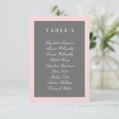 Grijze & Blush Roze Tafelplan kaart (Staand voorkant)