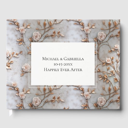 Grijze Blush Rozen Bloemenbruiloft Gastenboek (Voorkant)