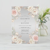 Grijze Blush Serene Bruiloft Kaart (Staand voorkant)