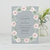 Grijze Blush Succulente Eucalyptus Bruiloft Kaart (Staand voorkant)