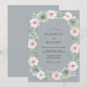 Grijze Blush Succulente Eucalyptus Bruiloft Kaart (Voorkant / Achterkant)