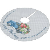 Grijze Boerderij Plaid  Blauwe Kerstwagen Kerstboom Rok (Gekanteld)