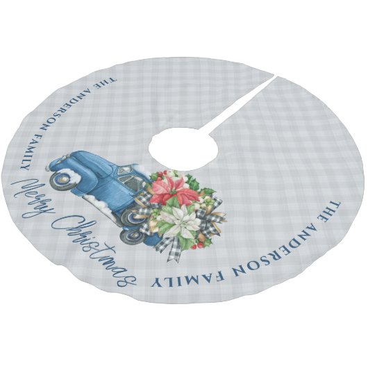 Grijze Boerderij Plaid  Blauwe Kerstwagen Kerstboom Rok (Gekanteld)