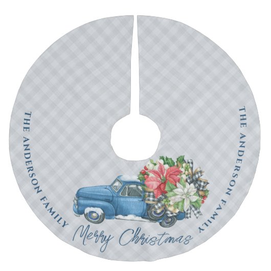 Grijze Boerderij Plaid  Blauwe Kerstwagen Kerstboom Rok (Voorkant)