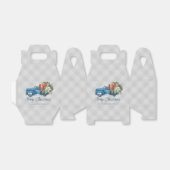 Grijze Boerderij Plaid  Blauwe Vrachtwagen Kerst Bedankdoosjes (Uitgevouwen)