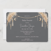 Grijze Boho Pampas Baby Shower Kaart (Voorkant)