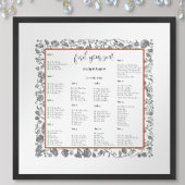 Grijze Boho Wildflower Bloemen Blauwe Grenzen Poster