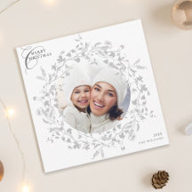 Grijze Boho Wildflower krans Kerstmis Photo Square