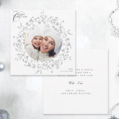 Grijze Boho Wildflower krans Kerstmis Photo Square Feestdagenkaart