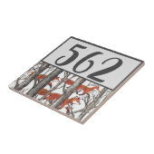 Grijze bomen Rood Fox House Nummer Sjabloon Natuur Tegeltje (Zijkant)