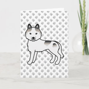 Grijze bonte Siberische Husky Schattige Cartoon Ho Kaart