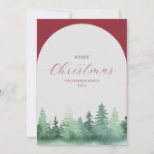 Grijze boog Groene Wilde Bos Kerstbomen Feestdagenkaart (Voorkant)