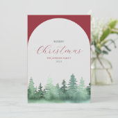 Grijze boog Groene Wilde Bos Kerstbomen Feestdagenkaart (Staand voorkant)