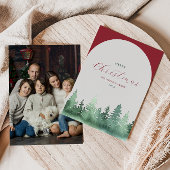 Grijze boog Groene Wilde Bos Kerstbomen Feestdagenkaart