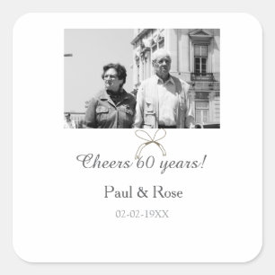 Grijze boog juicht 60 jaar jubileumhuwelijk toe vierkante sticker