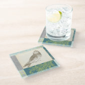 Grijze boomgaard op Patroonachtergrond Glazen Onderzetter (Schuin)