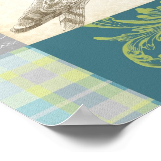 Grijze boomgaard op Patroonachtergrond Poster (Hoek)