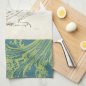 Grijze boomgaard op Patroonachtergrond Theedoek (Quarter Fold)