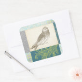 Grijze boomgaard op Patroonachtergrond Vierkante Sticker (Envelop)