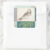 Grijze boomgaard op Patroonachtergrond Vierkante Sticker (Tas)