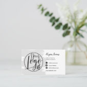 Grijze borstelhaarmake-up foto-logo qcode visitekaartje (Staand voorkant)