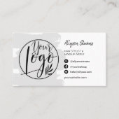 Grijze borstelhaarmake-up foto-logo qcode visitekaartje (Voorkant)