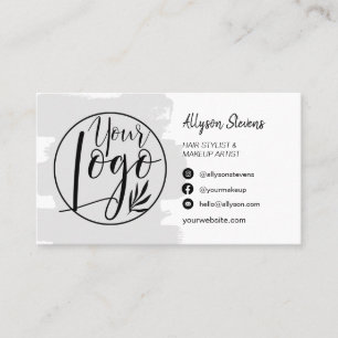 Grijze borstelhaarmake-up foto-logo qcode visitekaartje